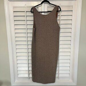 Zara Burnt Orange/Brown Ribbed Midi Dress With Back Detail Size Large